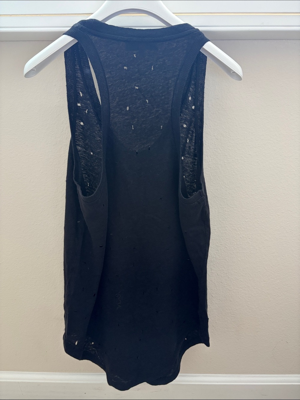 IRO Black Lightweight Distressed Scoop Neck Tank - Picture 3 of 4